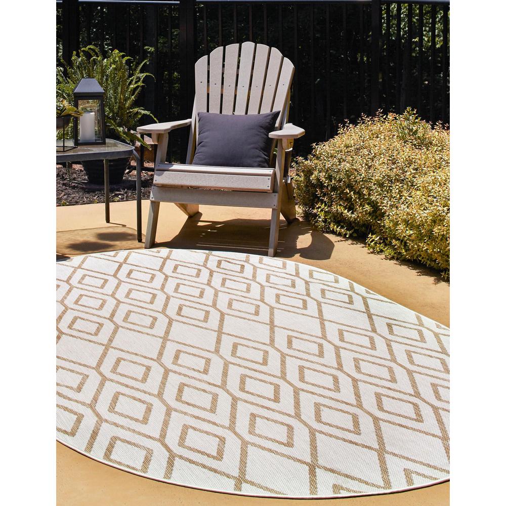 Jill Zarin Outdoor Turks and Caicos Area Rug 7' 10" x 10' 0", Oval Beige. Picture 3
