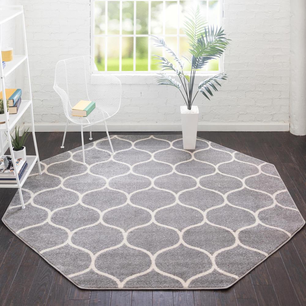 Unique Loom 8 Ft Octagon Rug in Light Gray (3151575). Picture 2