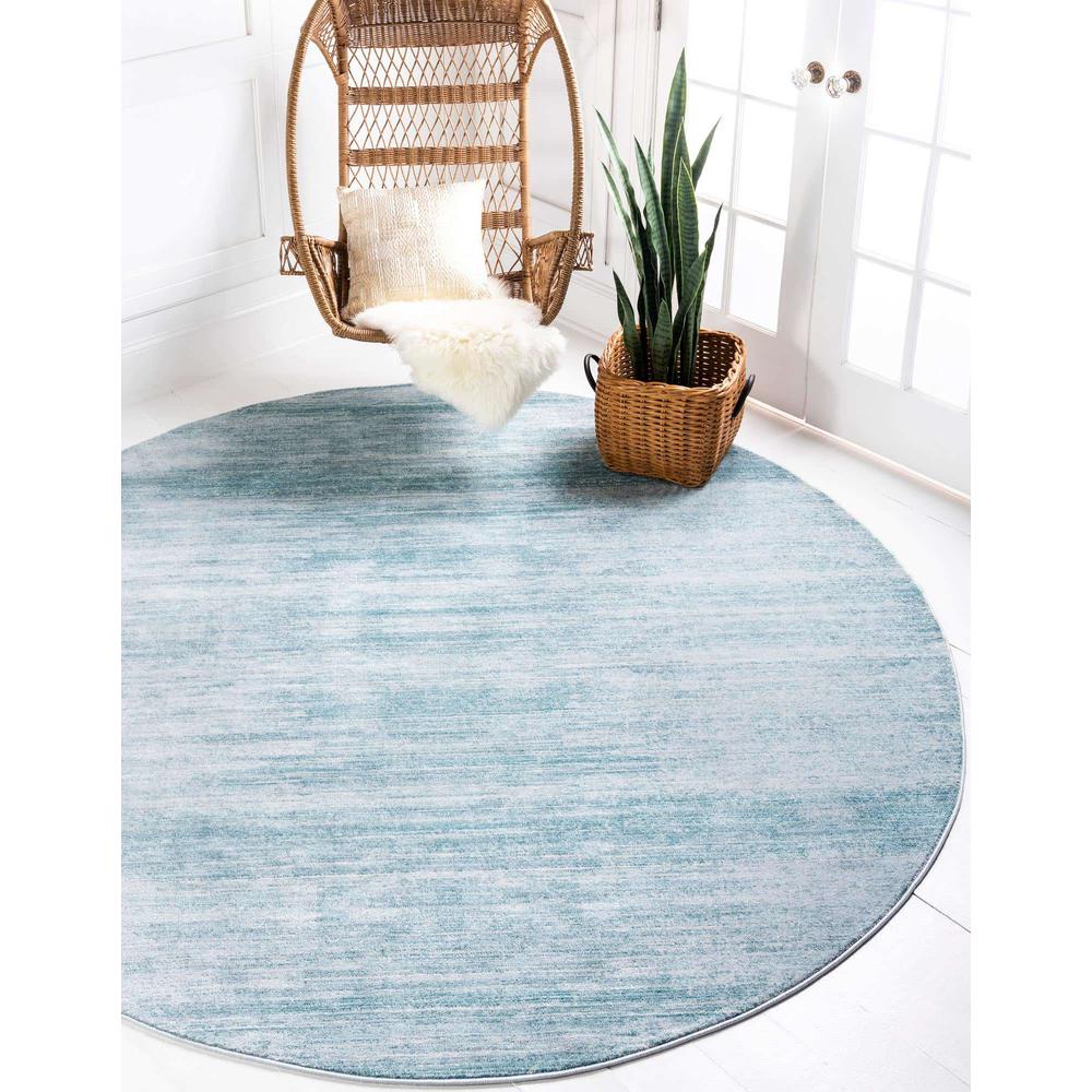 Uptown Madison Avenue Area Rug 5' 3" x 5' 3", Round Turquoise. Picture 2