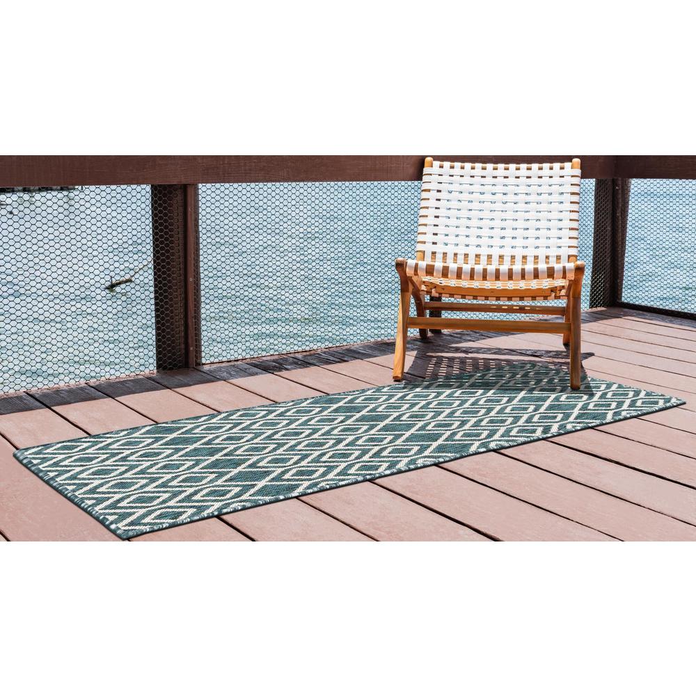 Jill Zarin Outdoor Turks and Caicos Area Rug 2' 0" x 6' 0", Runner Teal. Picture 3