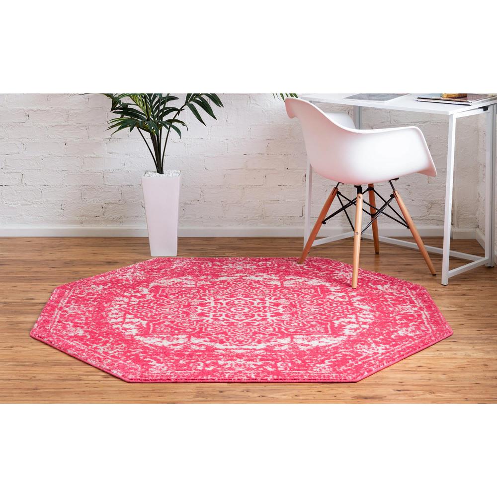 Unique Loom 8 Ft Octagon Rug in Pink (3150510). Picture 4