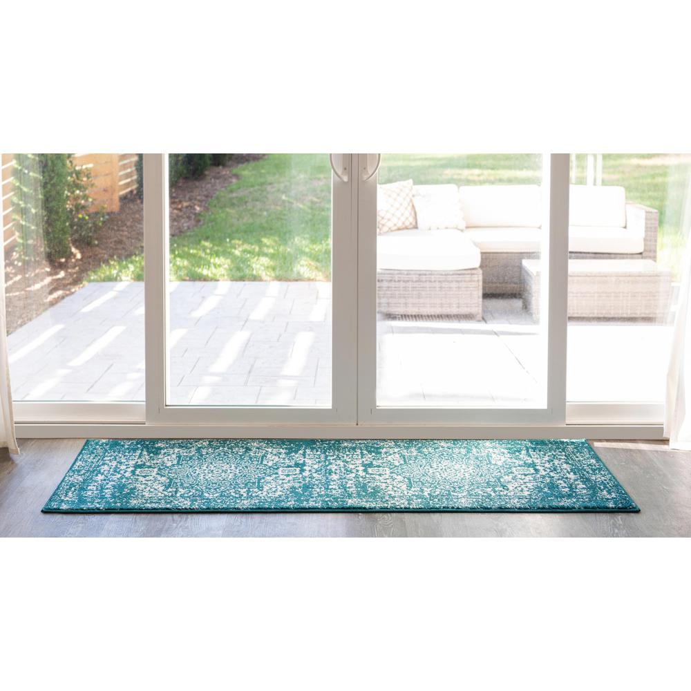 Unique Loom 8 Ft Runner in Turquoise (3150392). Picture 4