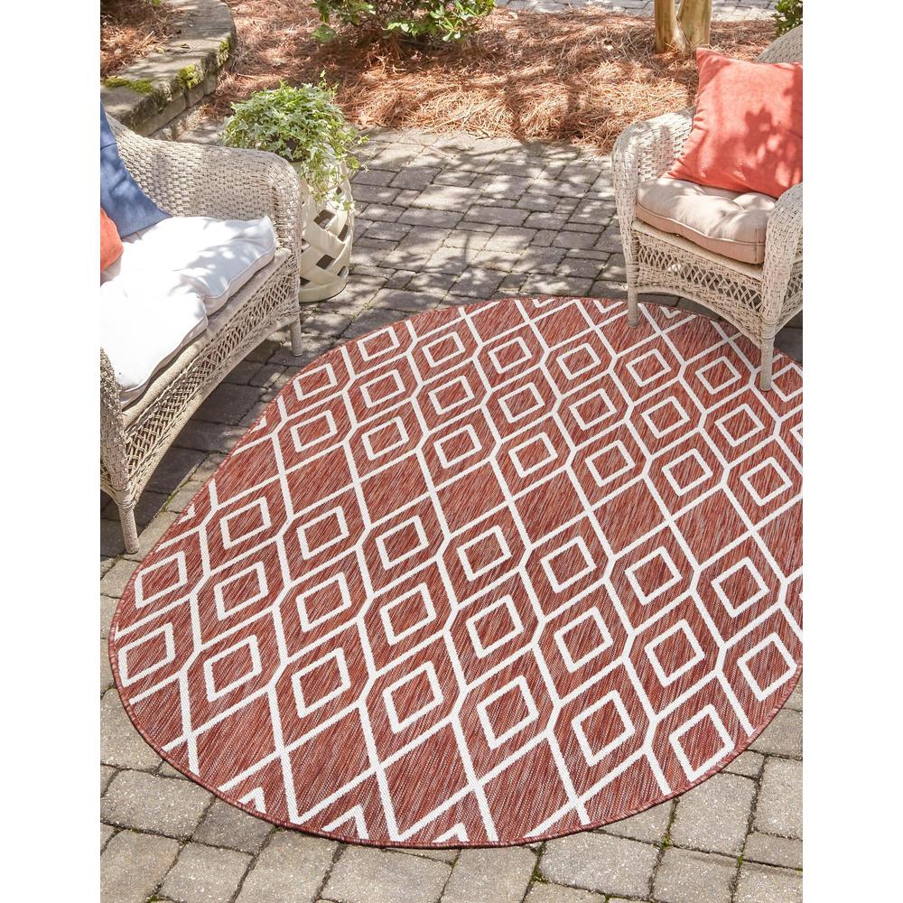 Jill Zarin Outdoor Turks and Caicos Area Rug 7' 10" x 10' 0", Oval Rust Red. Picture 2