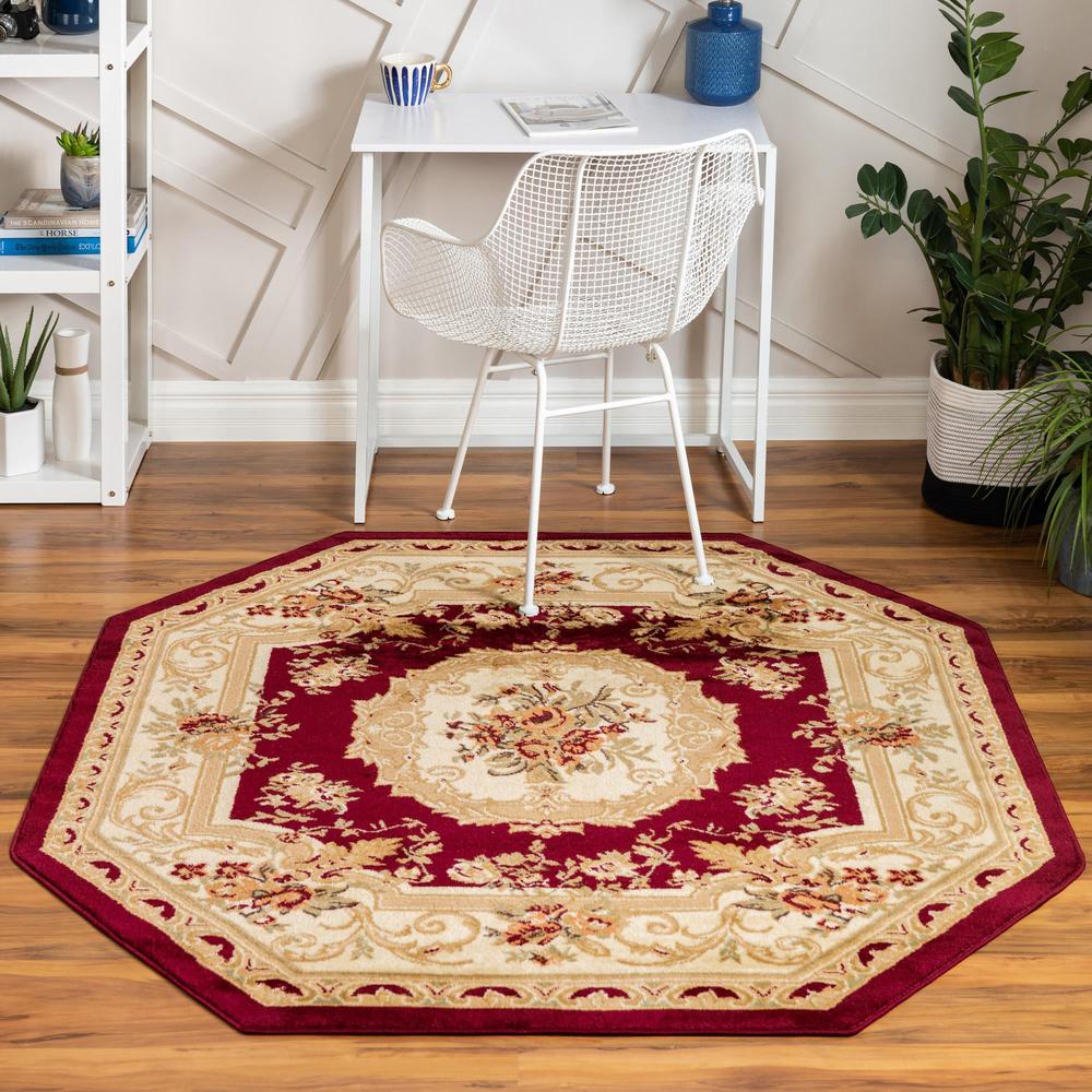 Unique Loom 8 Ft Octagon Rug in Burgundy (3153875). Picture 2