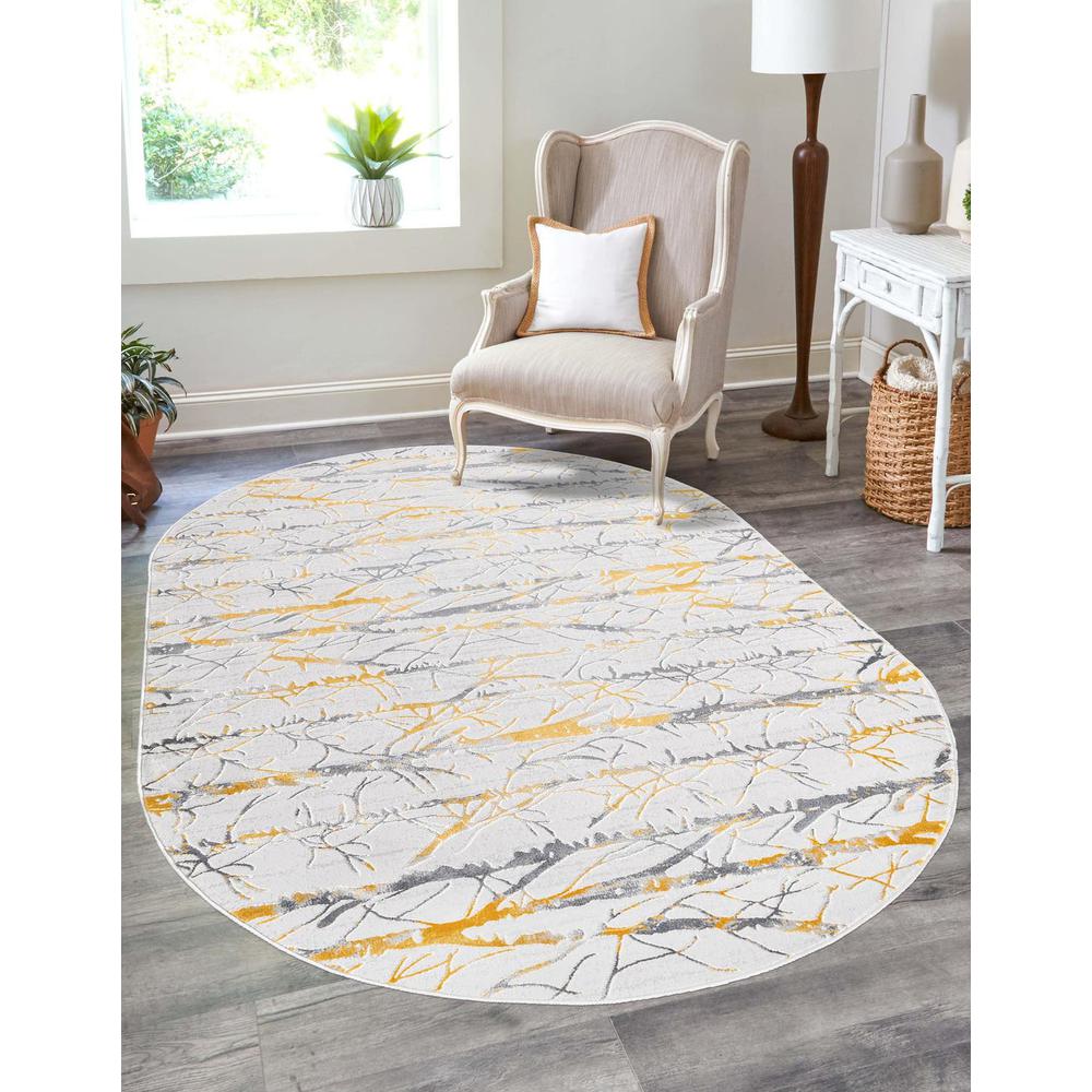 Finsbury Anne Area Rug 5' 3" x 8' 0", Oval Yellow and Gray. Picture 2