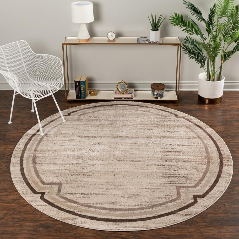 Unique Loom 7 Ft Round Rug in Brown (3154378). Picture 2