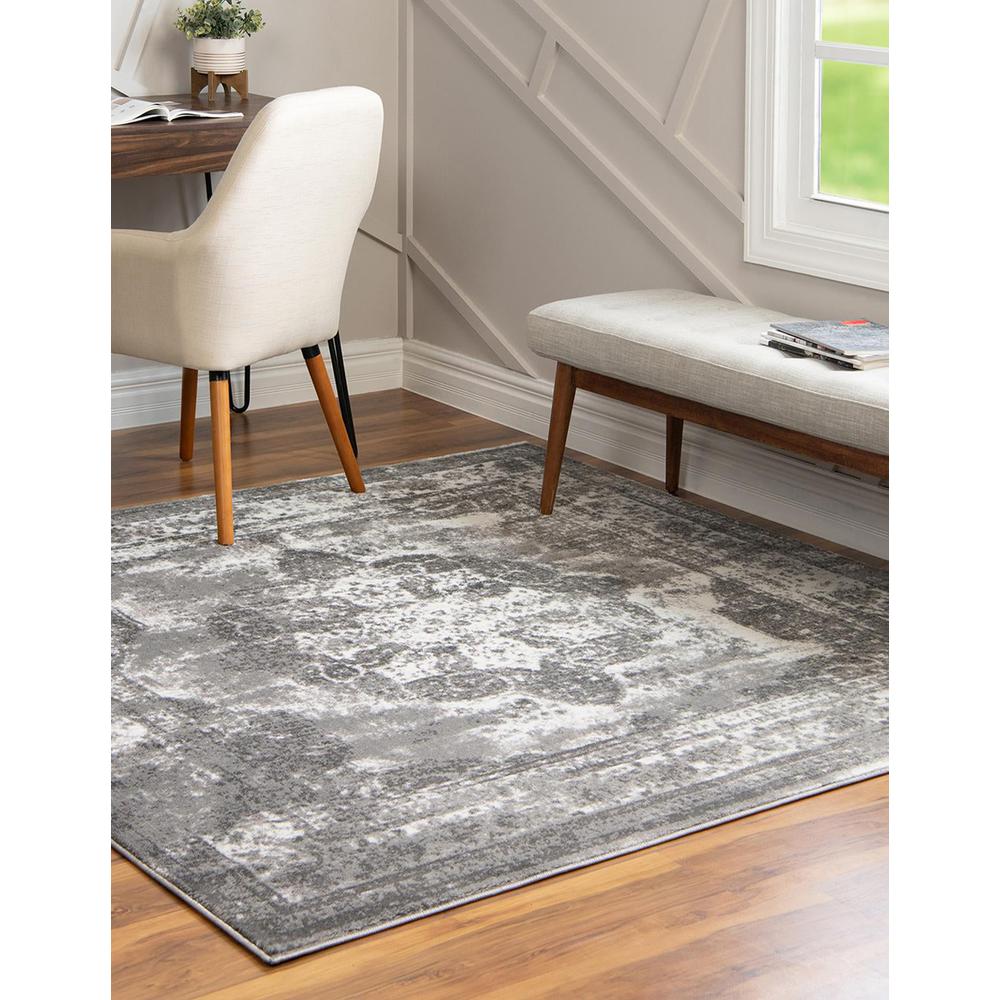 Unique Loom 5 Ft Square Rug in Gray (3151831). Picture 3