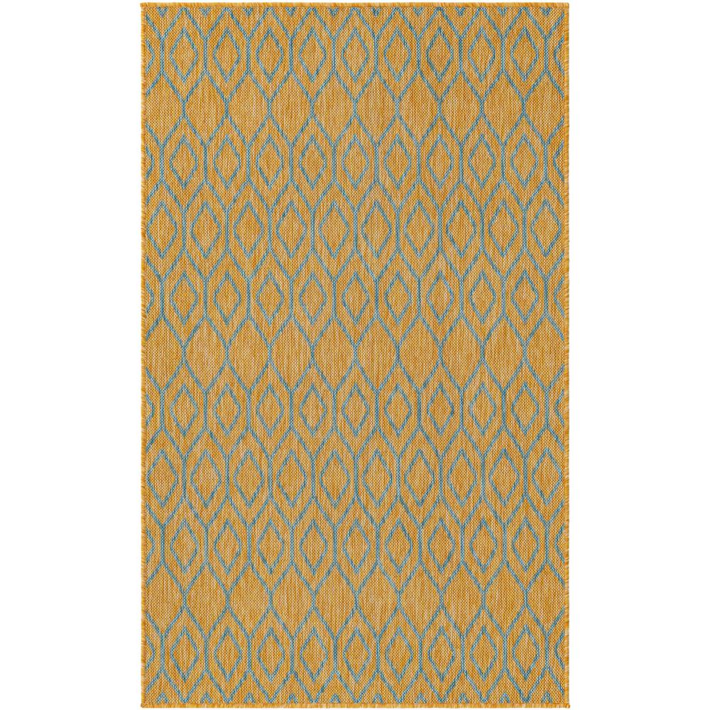 Jill Zarin Outdoor Turks and Caicos Area Rug 2' 2" x 3' 0", Rectangular Yellow and Aqua. Picture 1