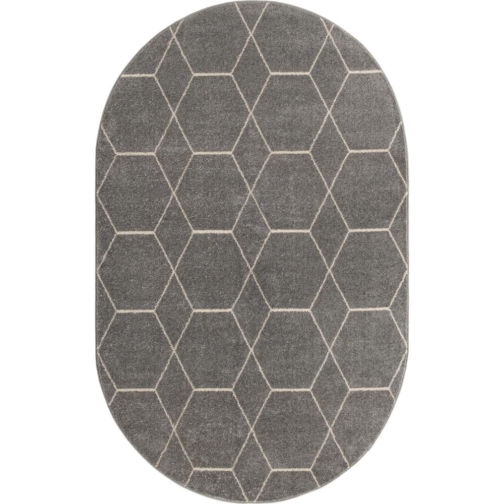 Unique Loom 5x8 Oval Rug in Light Gray (3151521). Picture 1