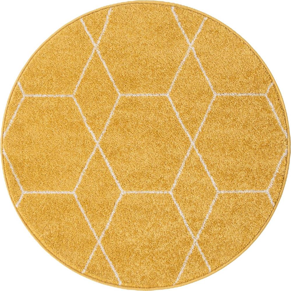 Unique Loom 3 Ft Round Rug in Yellow (3151618). Picture 1