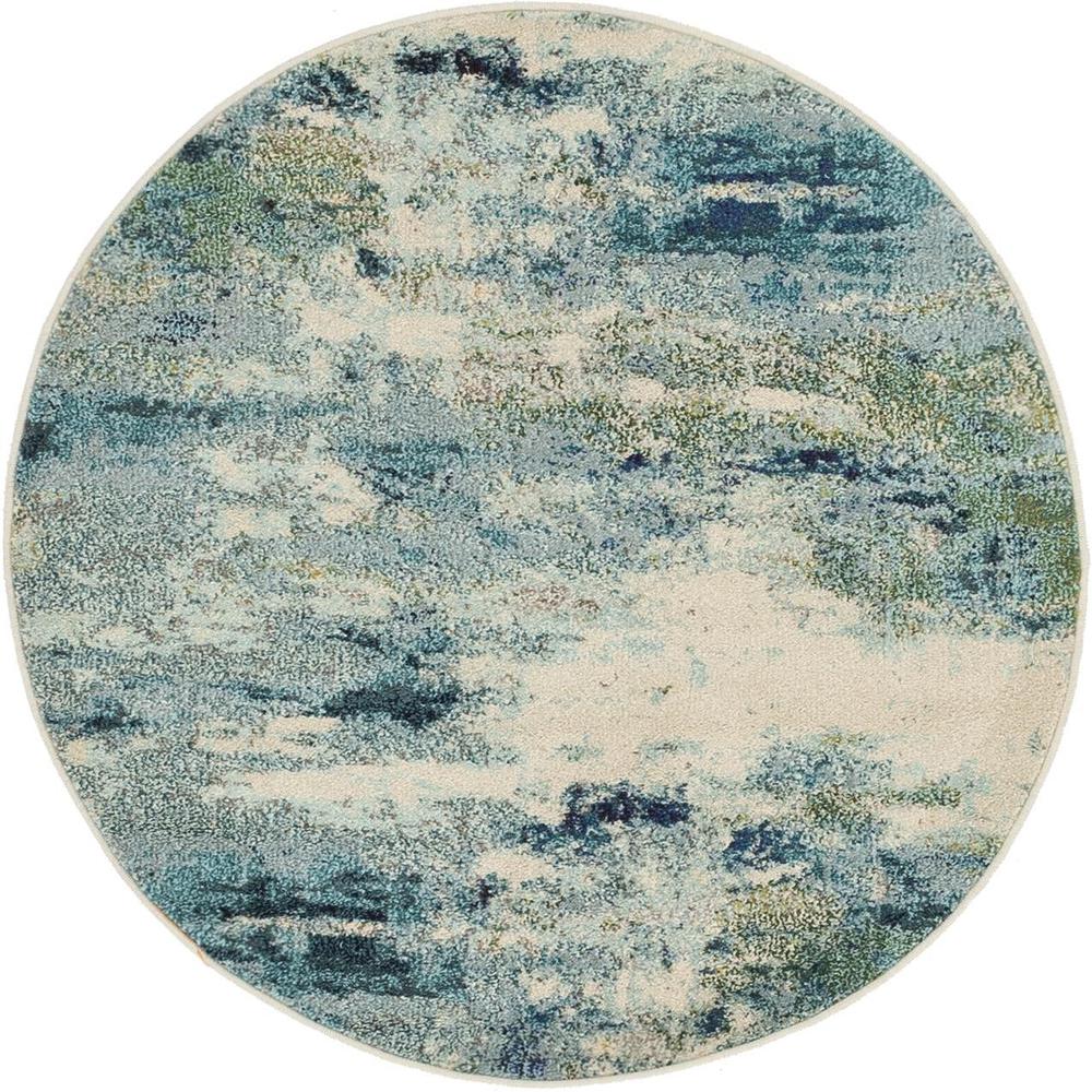 Unique Loom 3 Ft Round Rug in Light Blue (3153820). Picture 1