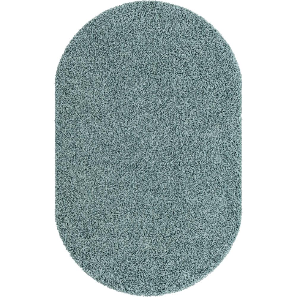 Unique Loom 5x8 Oval Rug in Slate Blue (3151388). Picture 1