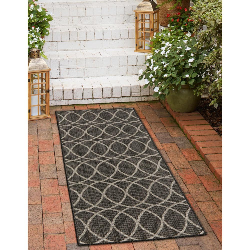 Outdoor Trellis Collection, Area Rug, Charcoal, 2' 11" x 10' 0", Runner. Picture 3