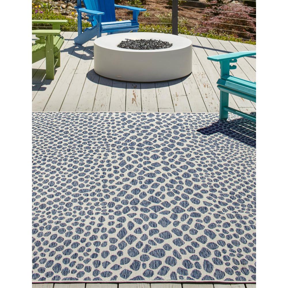 Jill Zarin Outdoor Collection, Area Rug, Blue, 7' 10" x 7' 10", Square. Picture 3