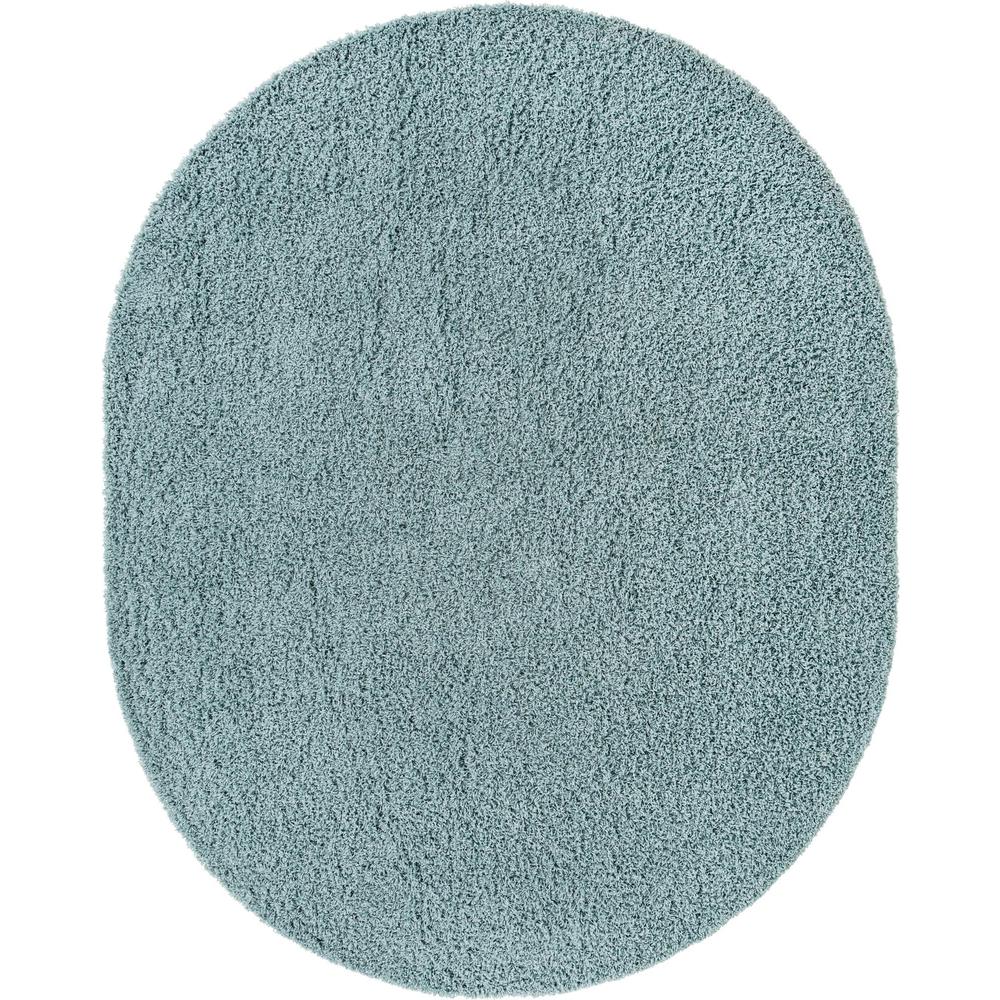 Unique Loom 8x10 Oval Rug in Slate Blue (3151387). Picture 1