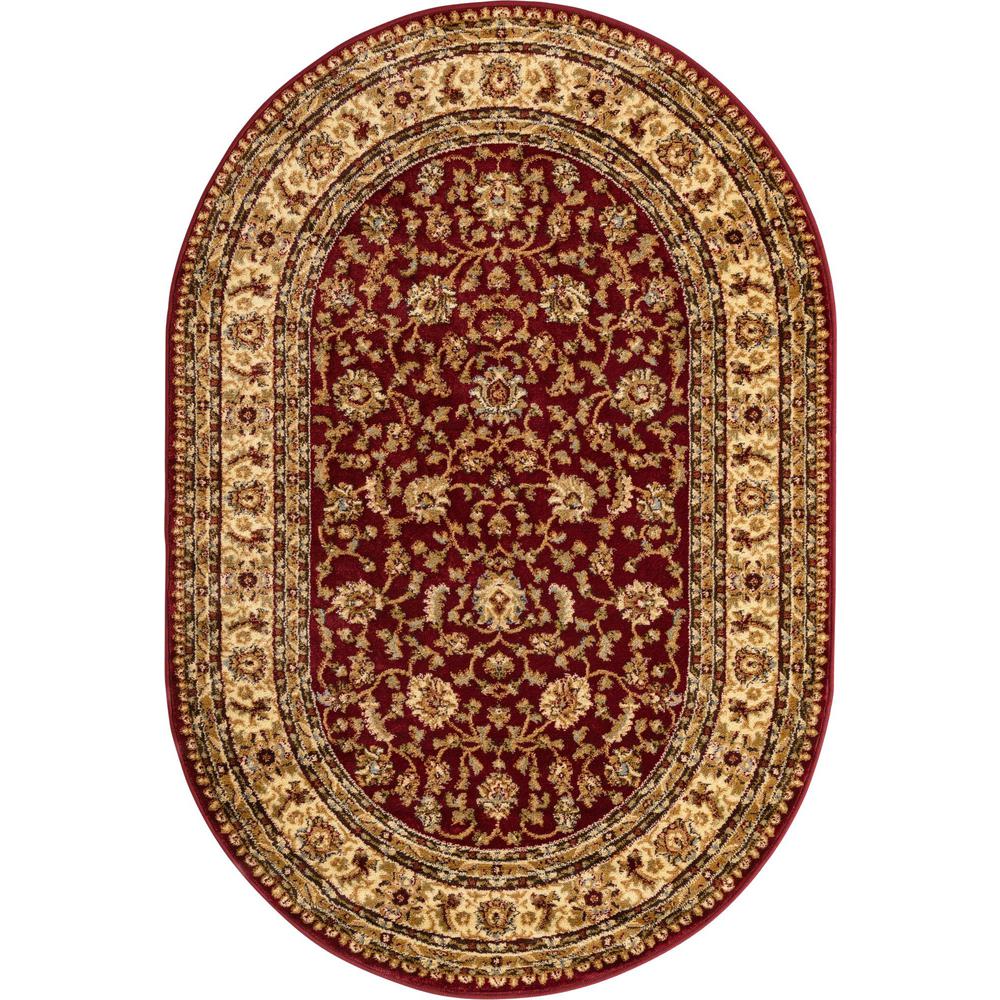 Unique Loom 4x6 Oval Rug in Red (3157614). Picture 1