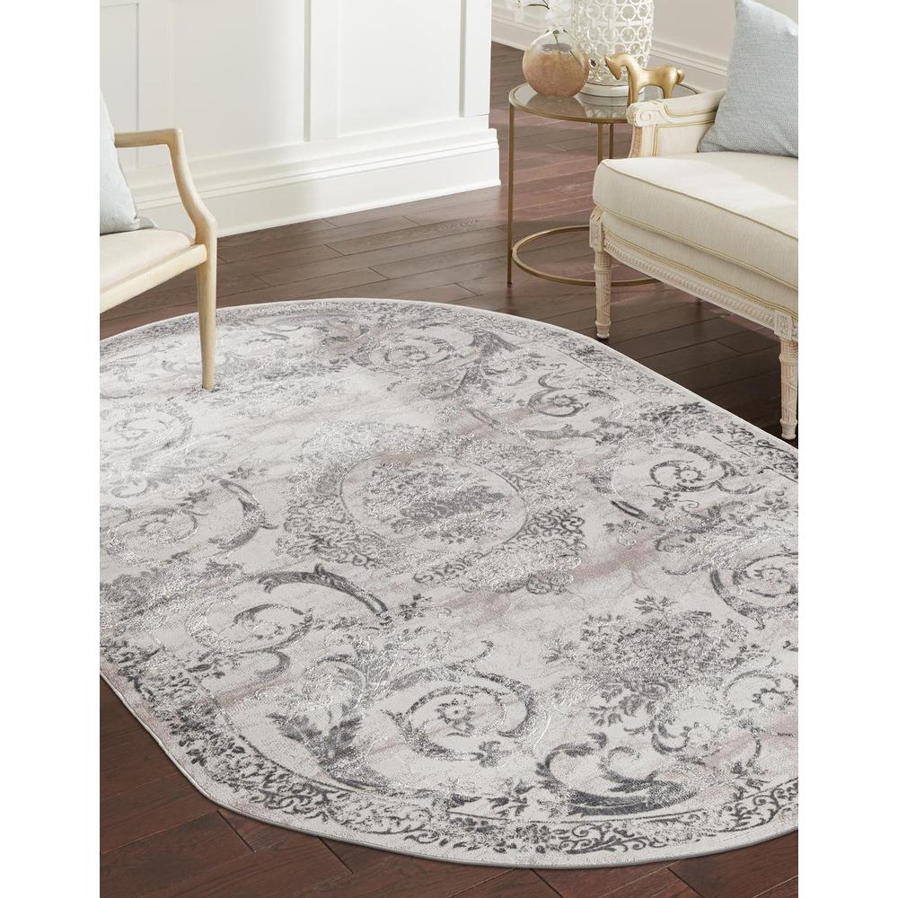 Finsbury Diana Area Rug 5' 3" x 8' 0", Oval Gray. Picture 2