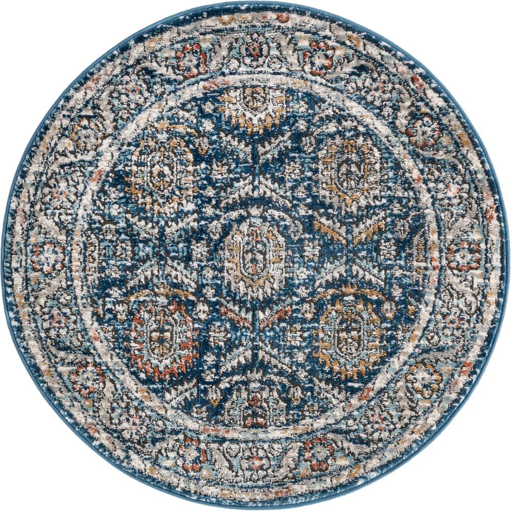 Nyla Collection, Area Rug, Blue, 3' 3" x 3' 3", Round. Picture 1