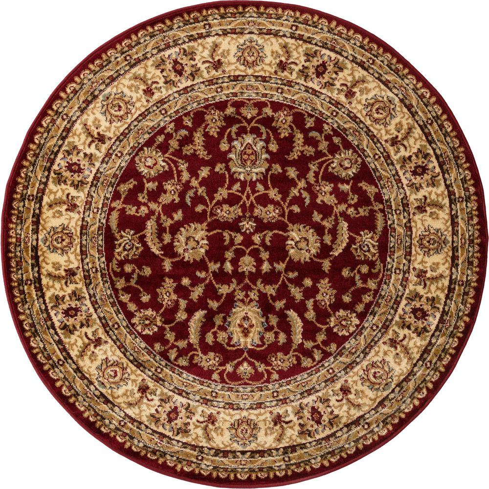 Unique Loom 5 Ft Round Rug in Red (3157609). Picture 1