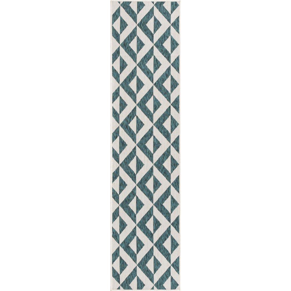 Jill Zarin Outdoor Napa Area Rug 2' 0" x 8' 0", Runner Teal. Picture 1