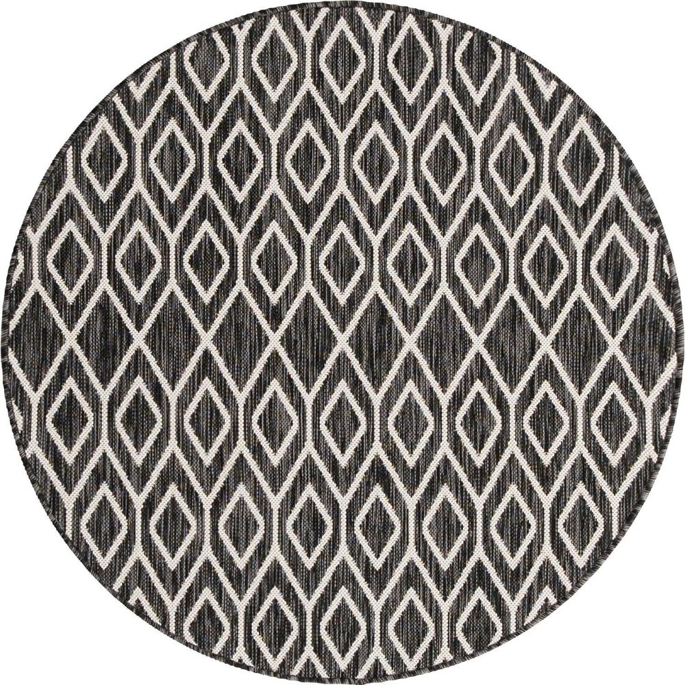 Jill Zarin Outdoor Turks and Caicos Area Rug 4' 0" x 4' 0", Round Charcoal Gray. Picture 1