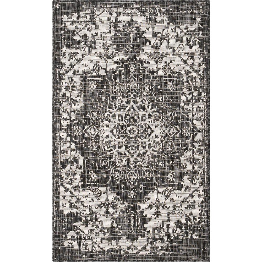 Jill Zarin Outdoor Collection, Area Rug, Charcoal Gray, 3' 3" x 5' 3", Rectangular. Picture 1