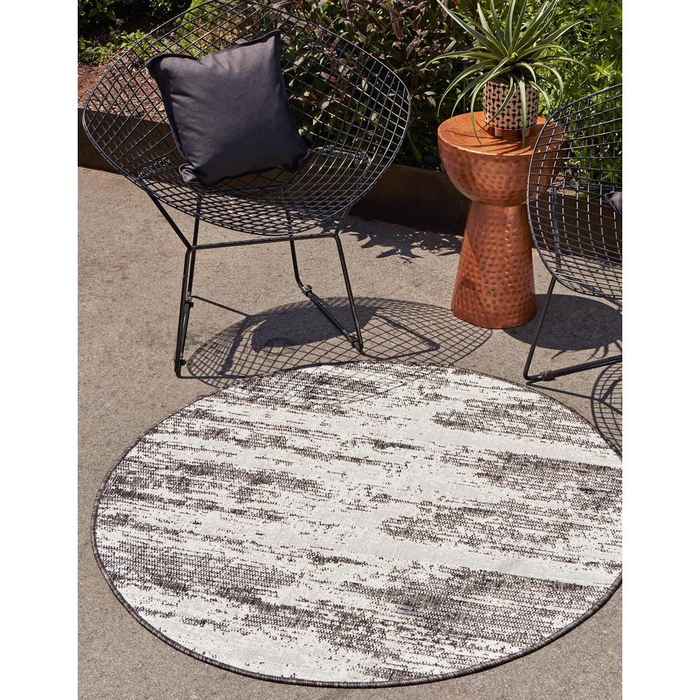 Outdoor Modern Collection, Area Rug, Charcoal, 3' 0" x 3' 0", Round. Picture 2