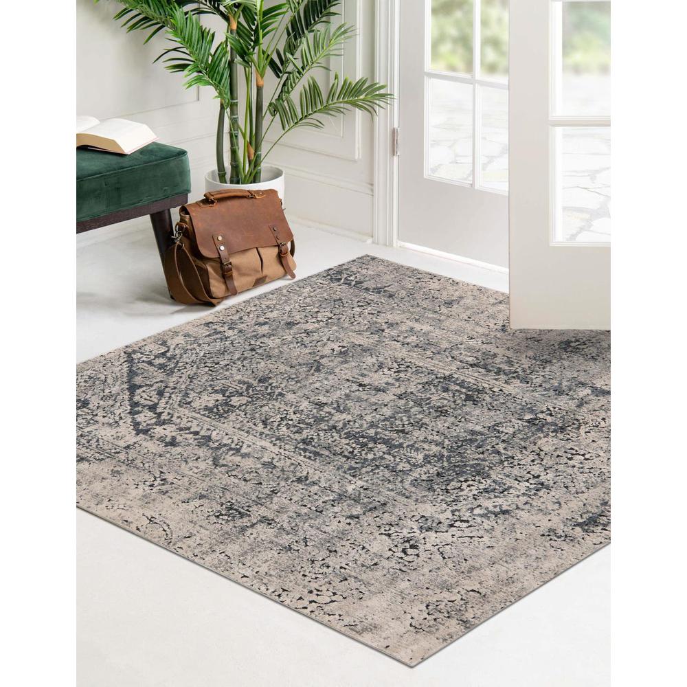 Chateau Quincy Area Rug 5' 0" x 5' 0", Square Gray. Picture 2