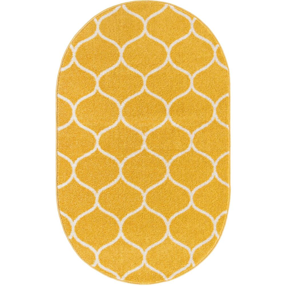 Unique Loom 3x5 Oval Rug in Yellow (3151680). Picture 1