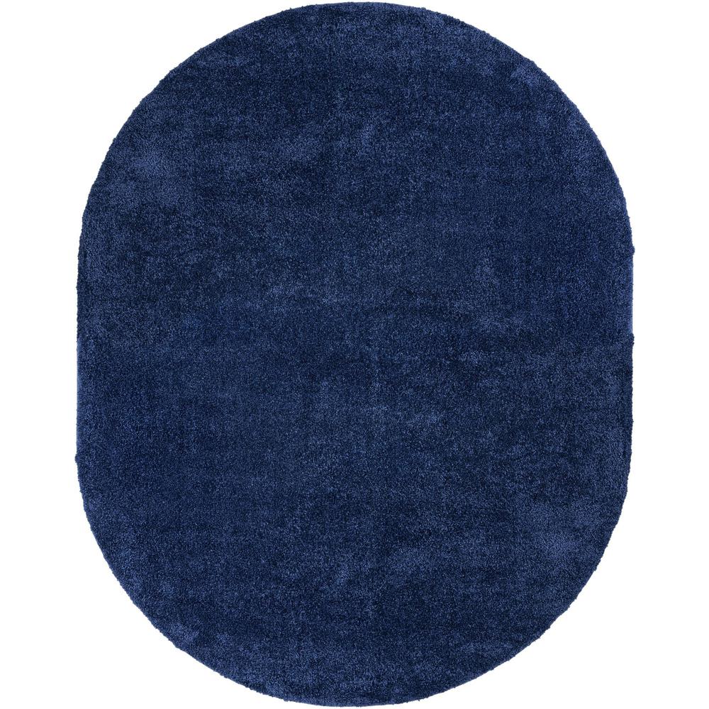 Unique Loom 8x10 Oval Rug in Navy Blue (3152911). Picture 1