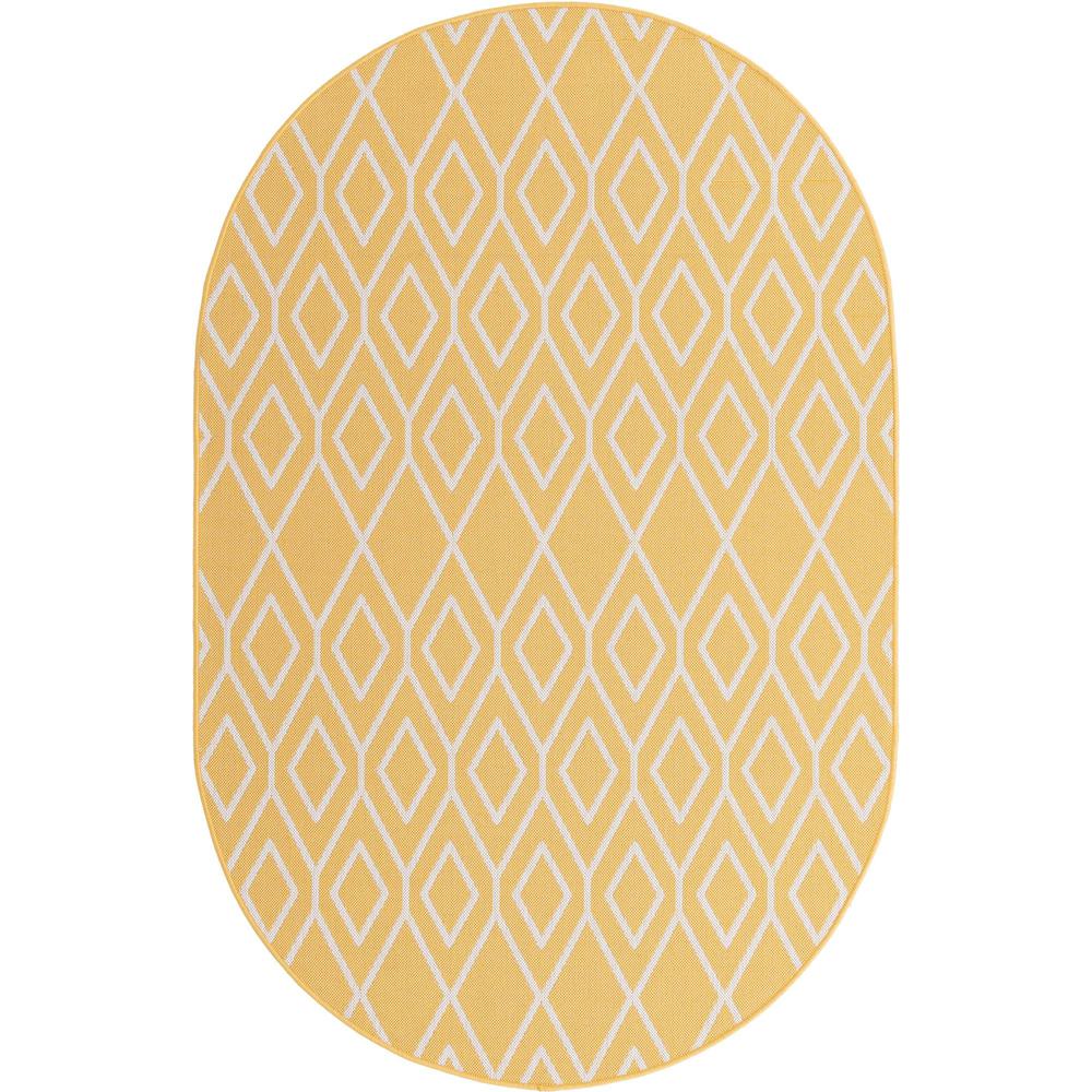 Jill Zarin Outdoor Turks and Caicos Area Rug 5' 3" x 8' 0", Oval Yellow Ivory. Picture 1