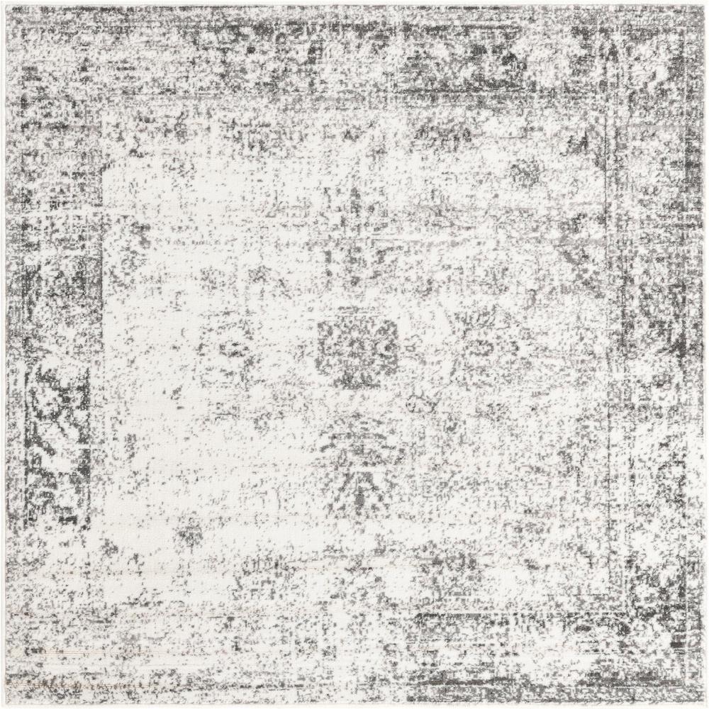Unique Loom 5 Ft Square Rug in Gray (3151817). Picture 1