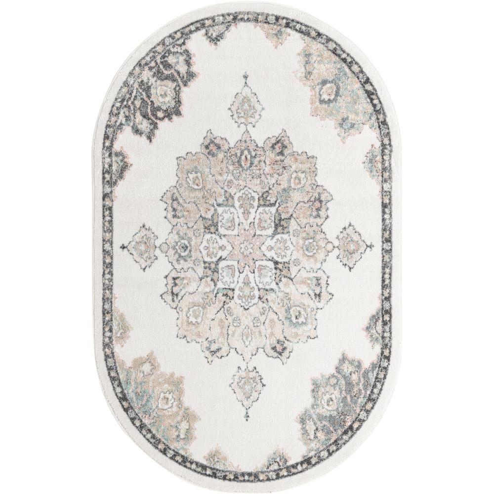 Unique Loom 5x8 Oval Rug in Ivory (3158668). Picture 1