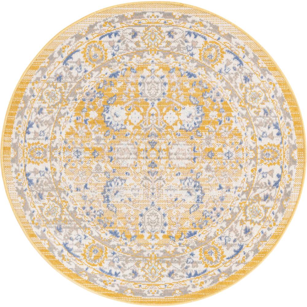 Unique Loom 3 Ft Round Rug in Tuscan Yellow (3155037). Picture 1