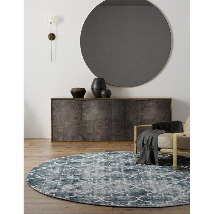Uptown Area Rug 5' 3" x 5' 3", Round Navy Blue. Picture 2