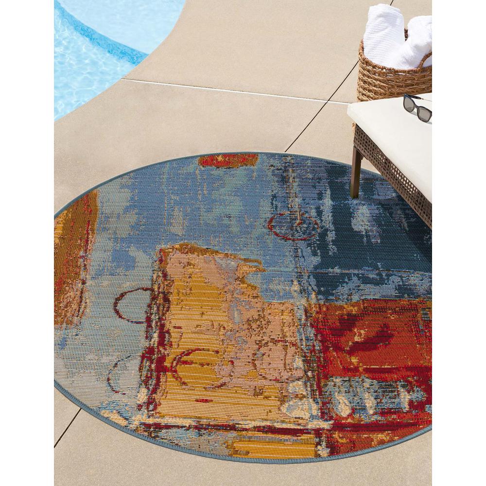 Outdoor Modern Collection, Area Rug, Multi 2' 7" x 2' 7" Round. Picture 2