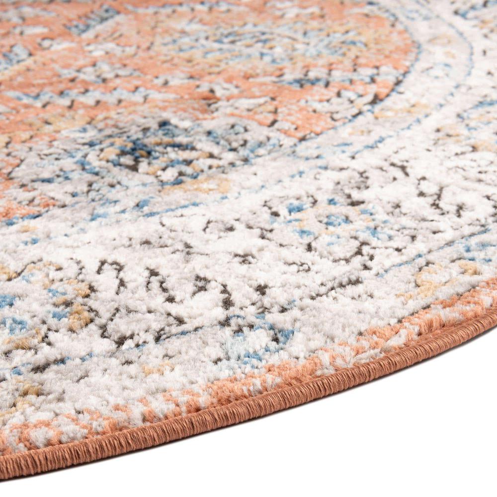 Nyla Collection, Area Rug, Salmon Pink, 3' 3" x 3' 3", Round. Picture 8