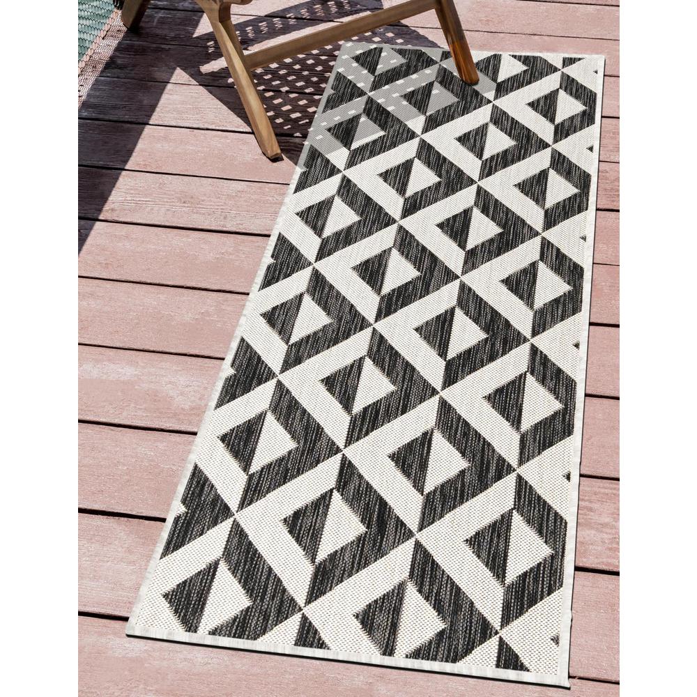 Jill Zarin Outdoor Napa Area Rug 2' 0" x 8' 0", Runner Charcoal Gray. Picture 2