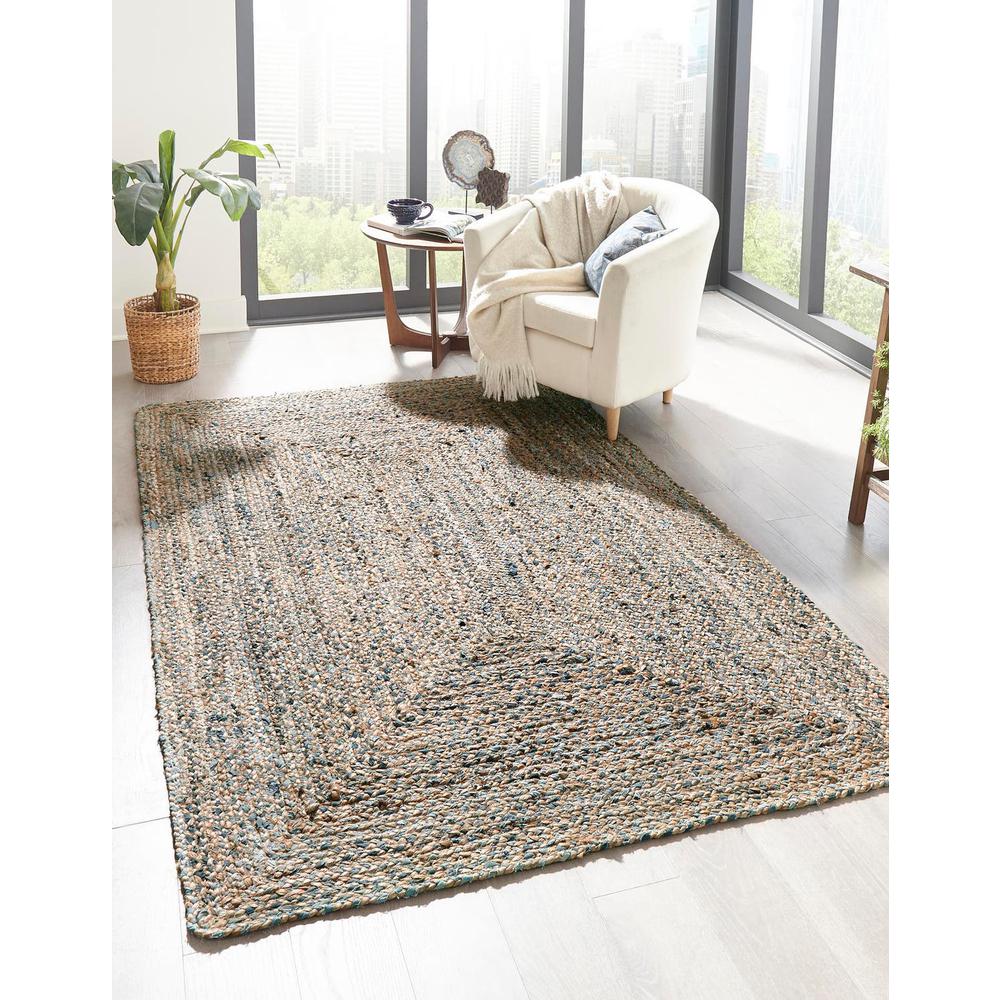 Crossed Braided Chindi Rug, Blue (4' 0 x 6' 0). Picture 1