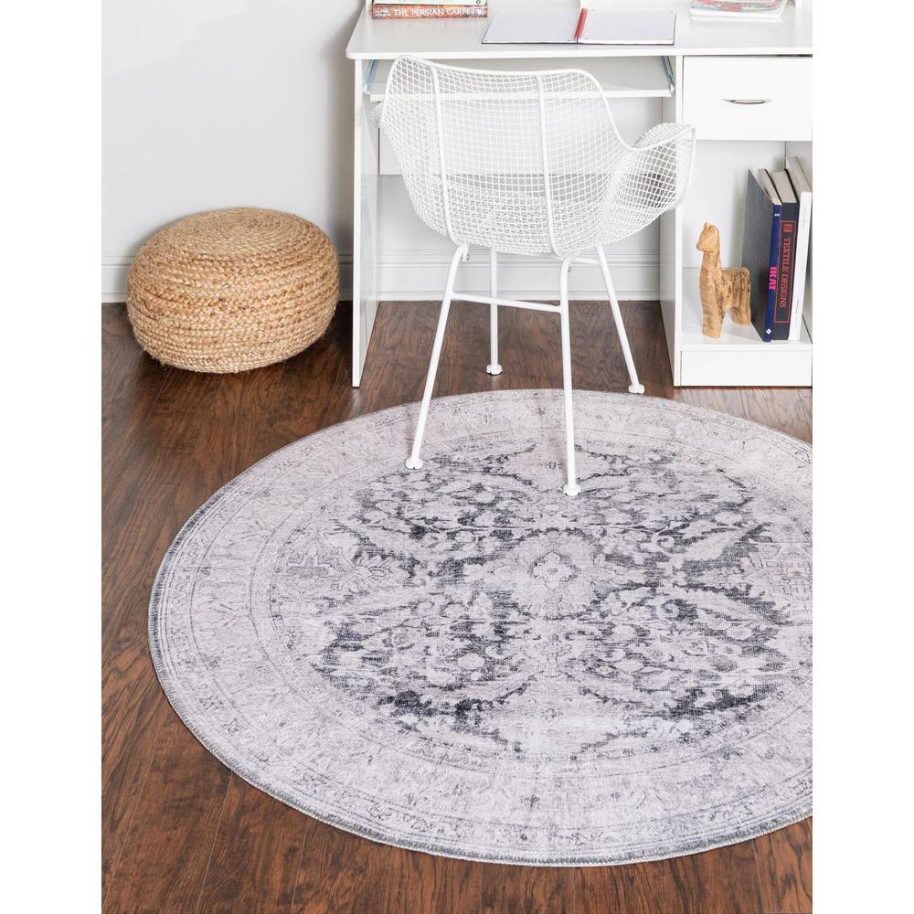 Unique Loom 3 Ft Round Rug in Charcoal (3161319). Picture 1