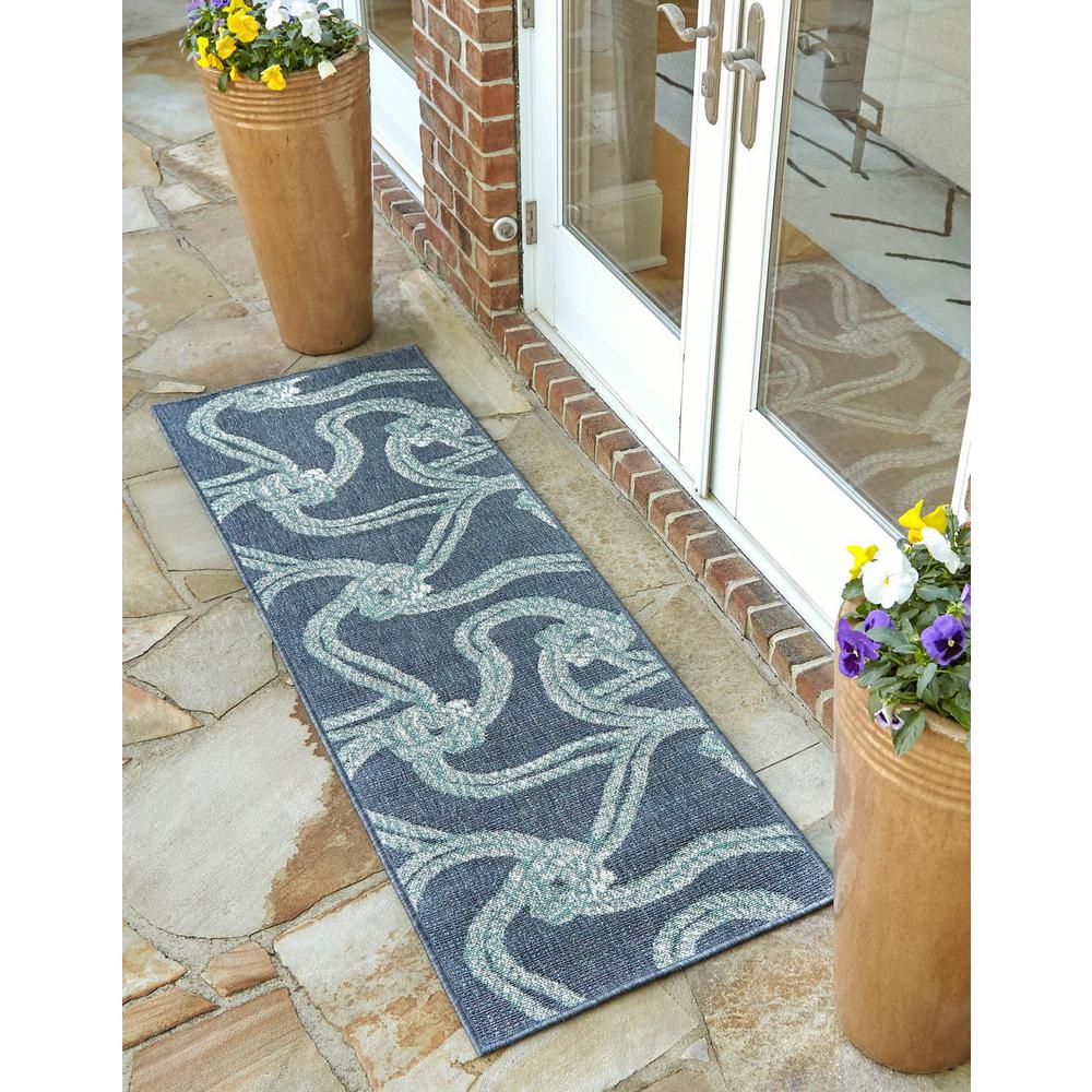 Unique Loom 8 Ft Runner in Navy Blue (3157837). Picture 1