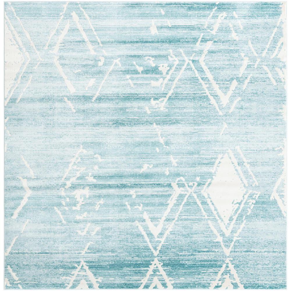 Uptown Carnegie Hill Area Rug 7' 10" x 7' 10", Square Turquoise. Picture 1