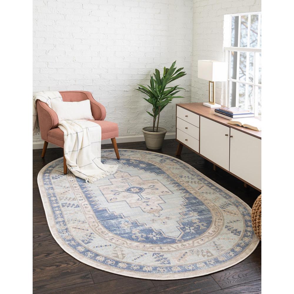 Whitney Collection, Area Rug, Sky Blue, 8' 0" x 10' 0", Oval. Picture 2