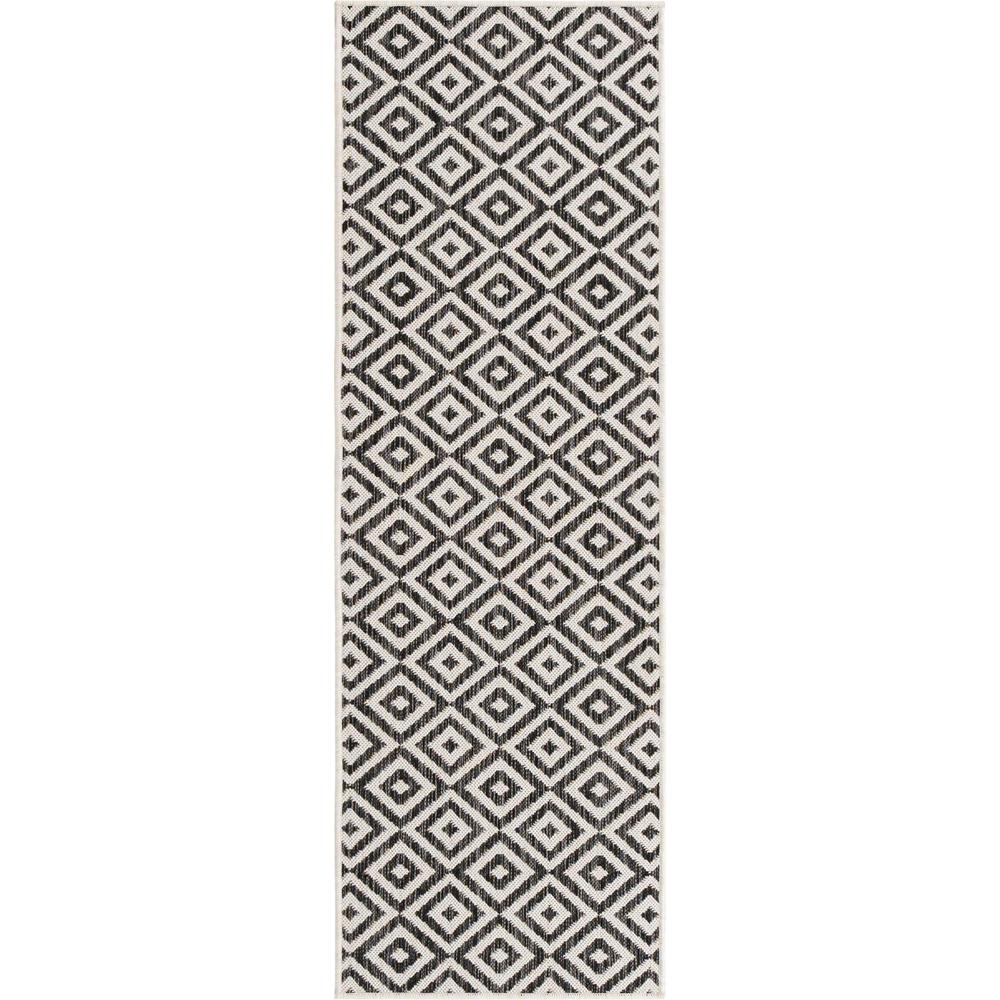 Jill Zarin Outdoor Collection, Area Rug, Charcoal Gray, 2' 0" x 6' 0", Runner. Picture 1