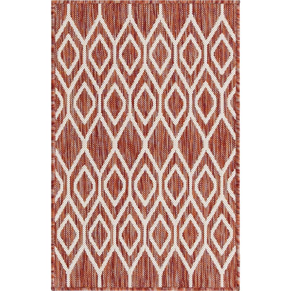 Jill Zarin Outdoor Turks and Caicos Area Rug 2' 2" x 3' 0", Rectangular Rust Red. Picture 1