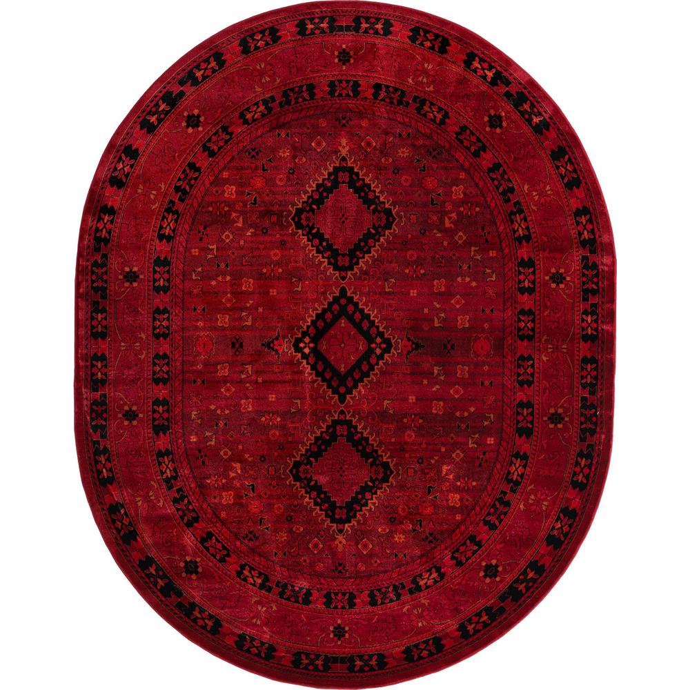 Unique Loom 8x10 Oval Rug in Red (3154197). Picture 1