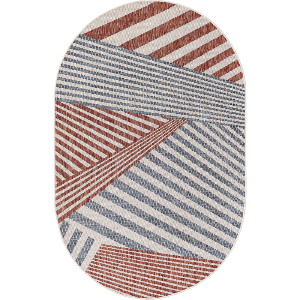 Jill Zarin Outdoor Area Rug 5' 3" x 8' 0", Oval Blue. Picture 1