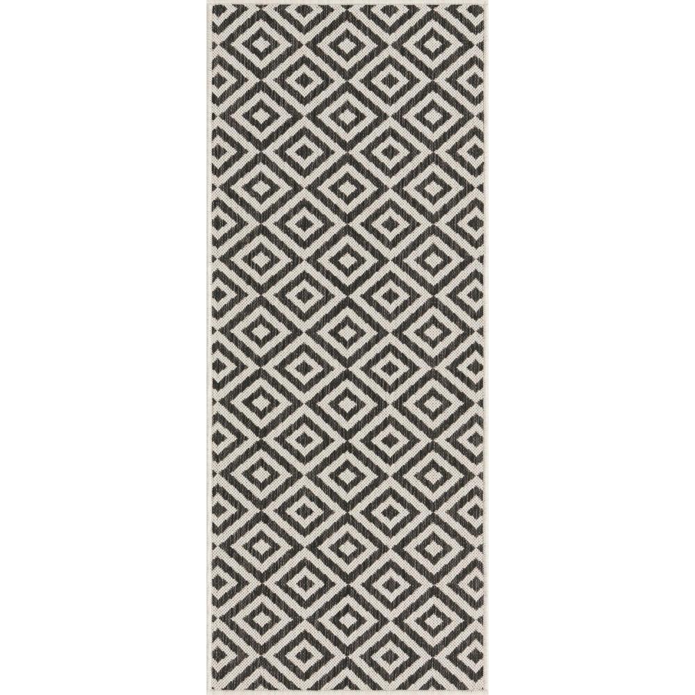 Jill Zarin Outdoor Costa Rica Area Rug 2' 0" x 5' 1", Runner Charcoal Gray. Picture 1