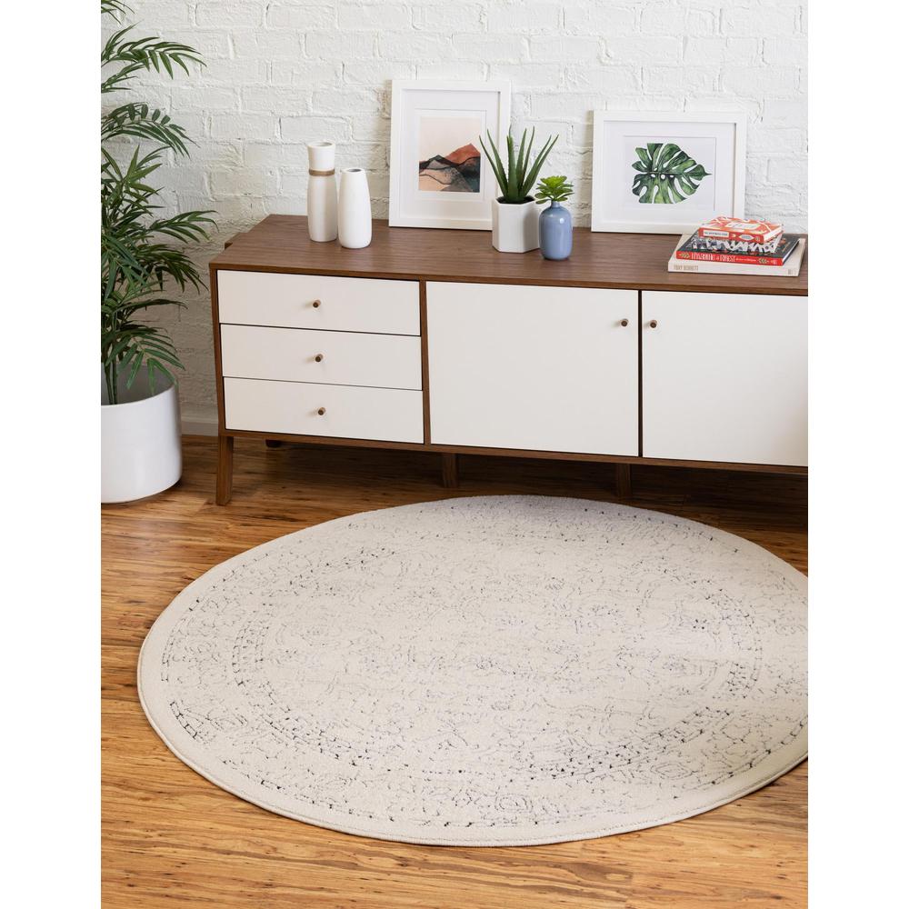 Unique Loom 3 Ft Round Rug in Ivory (3161906). Picture 2