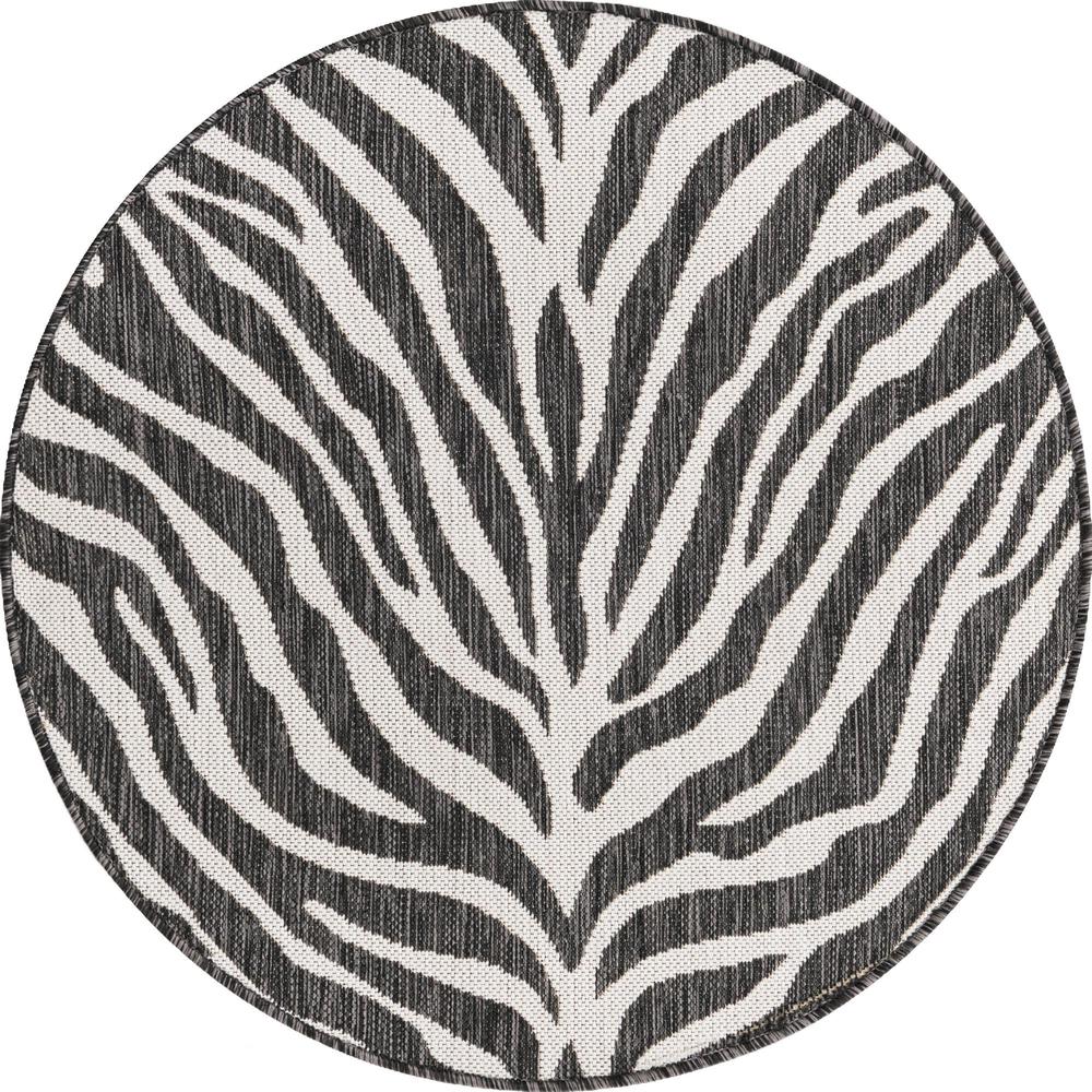 Outdoor Safari Collection, Area Rug, White, 3' 0" x 3' 0", Round. Picture 1